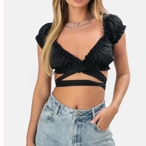 Adika Black Wrap Top XS-S